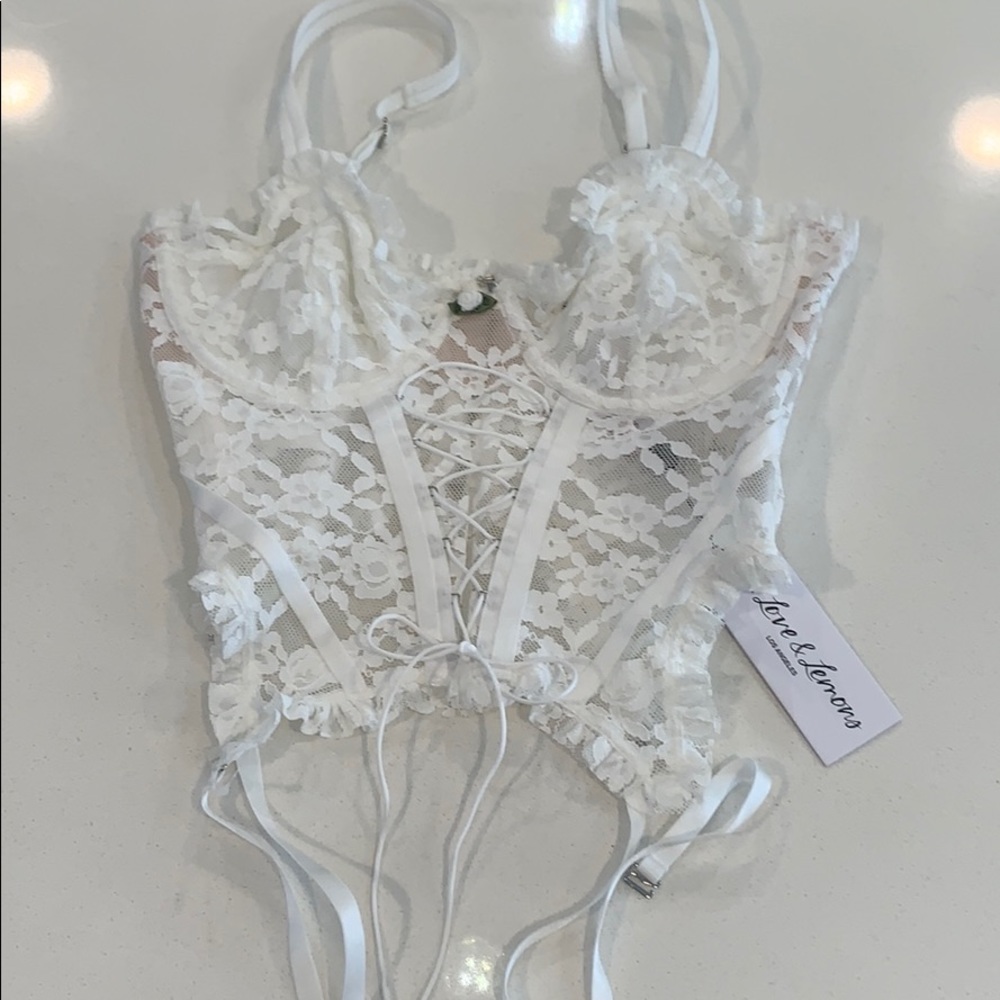 For Love & Lemons White Lou Lace Bustier